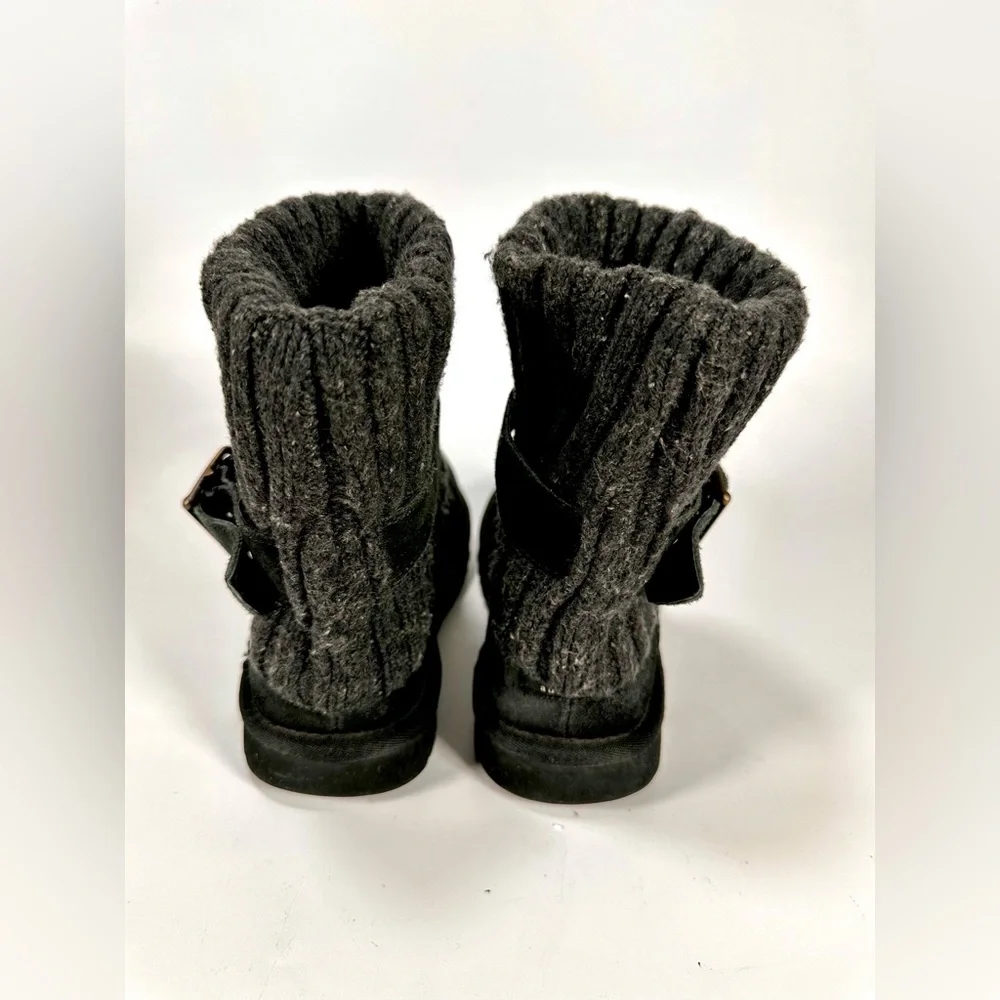 UGG Black Australia Cambridge Suede Boots with Knit Cuffs